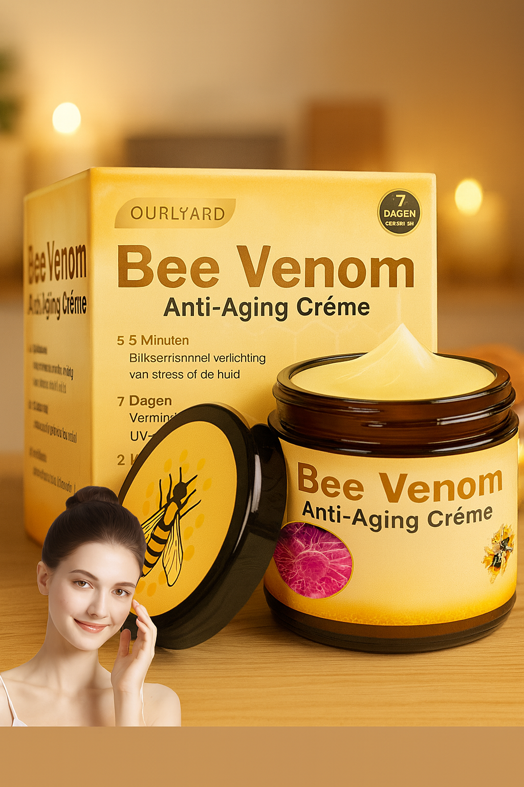 Bee Venom Anti-Aging Crème – Liftende & Verstevigende Crème | Hydrateert, Vermindert Rimpels & Stimuleert Collageen – Voor Alle Huidtypes