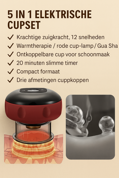 Elektrisch Schröpfapparaat met Infrarood | 12 Massagestanden | Smart Cupping Massage met Afstandsbediening | Vermindert Spierpijn & Stimuleert Ontgifting