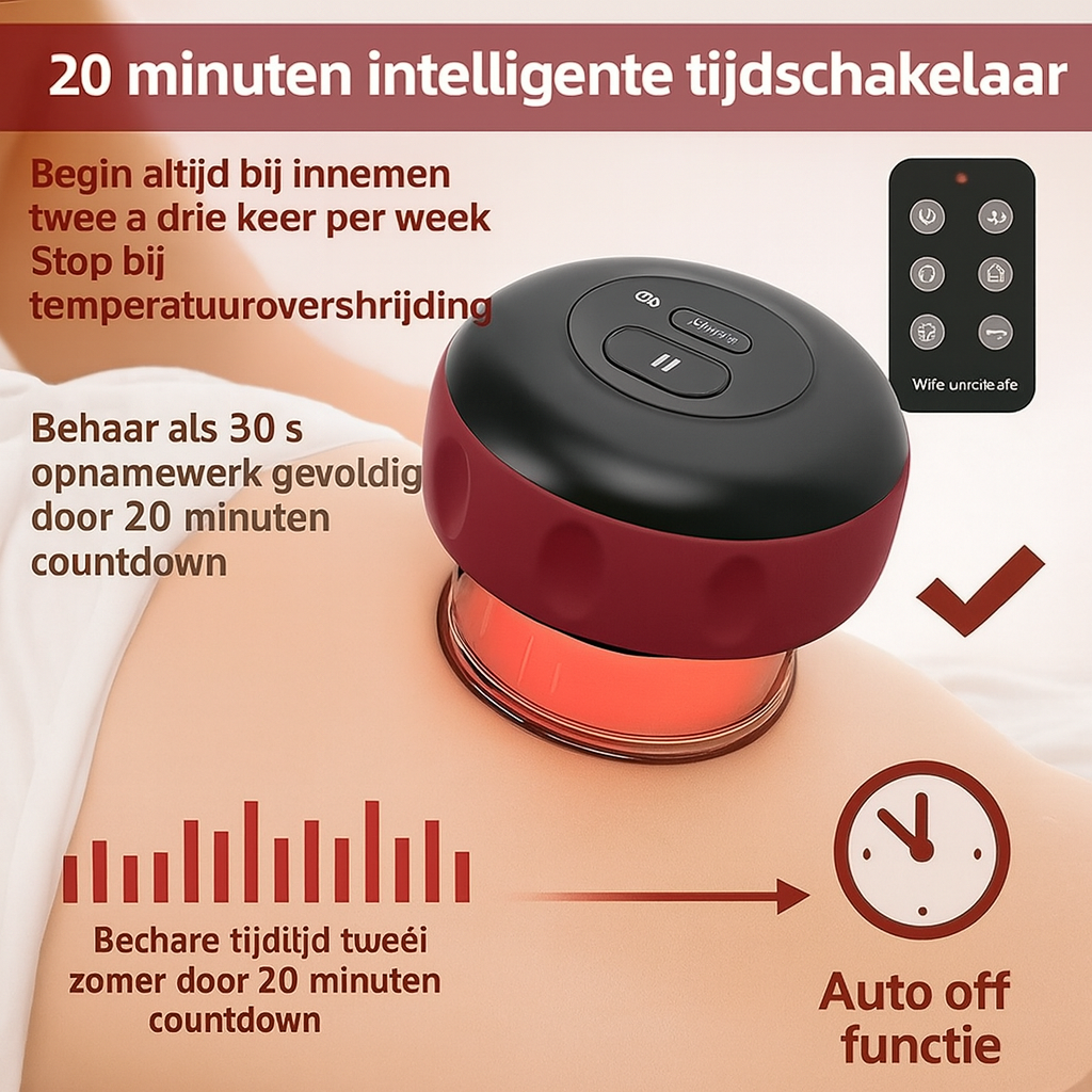 Elektrisch Schröpfapparaat met Infrarood | 12 Massagestanden | Smart Cupping Massage met Afstandsbediening | Vermindert Spierpijn & Stimuleert Ontgifting