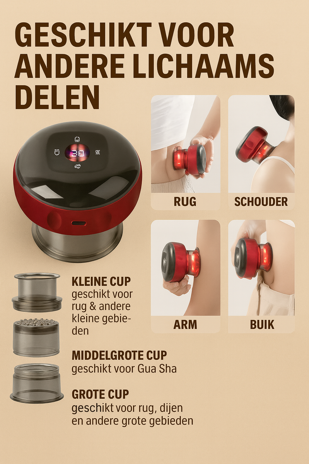 Elektrisch Schröpfapparaat met Infrarood | 12 Massagestanden | Smart Cupping Massage met Afstandsbediening | Vermindert Spierpijn & Stimuleert Ontgifting