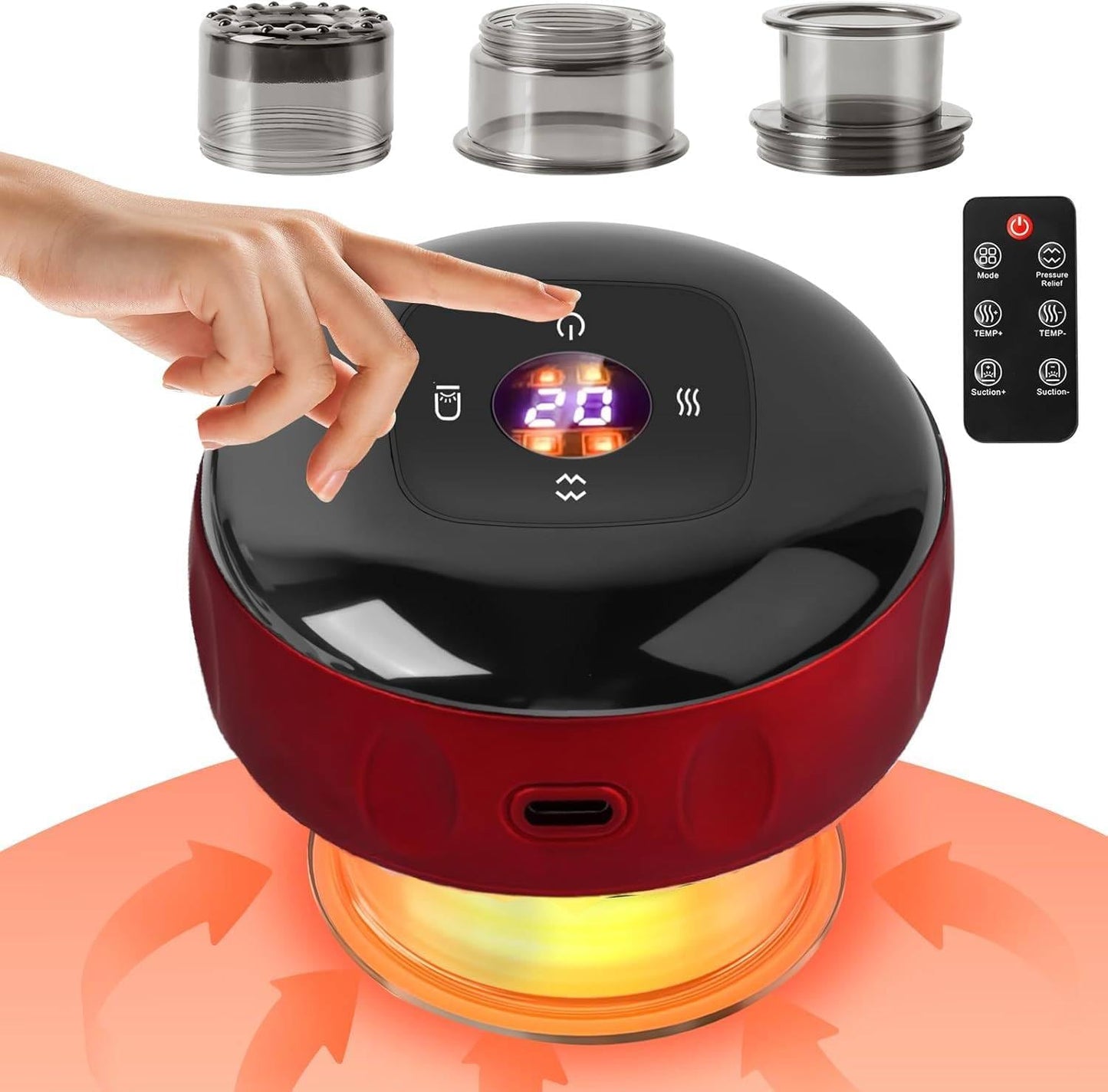 Elektrisch Schröpfapparaat met Infrarood | 12 Massagestanden | Smart Cupping Massage met Afstandsbediening | Vermindert Spierpijn & Stimuleert Ontgifting